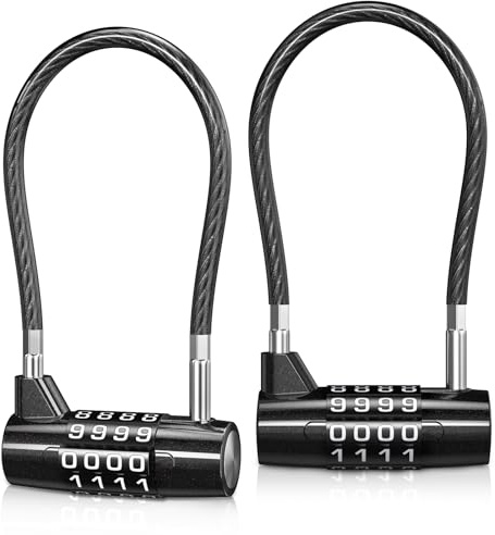 Brifit Cadenas à anse longue, cadenas à combinaison à 4 chiffres avec code, cadenas de sécurité extérieur, cadenas imperméable pour abri de jardin, cadenas long pour casier de gym, sac de valise, vélo