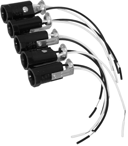 KONTONTY 5pezzi Portalampade E12 per Lampadine LED con Base in Bachelite e Rame, Presa con Cavo per Lampade da Tavolo da Parete, Installazione Facile