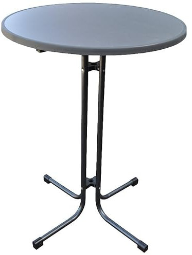 METRO Professional Runder Stehtisch, Stahl/Sevelit-Platte, ⌀ 80 x 110 cm, Klappbar, Bar-Tisch, Wasserabweisend, Grau