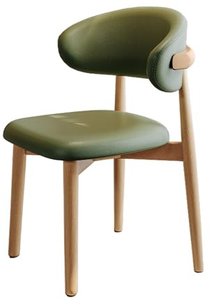 METTEOR Chaise de Salle à Manger en Bois Massif avec Assise en Cuir pour Cuisine ou Salle à Manger. Chaise d'appoint Robuste sans accoudoirs au Design du Milieu du siècle (Pieds en Noyer Vert).