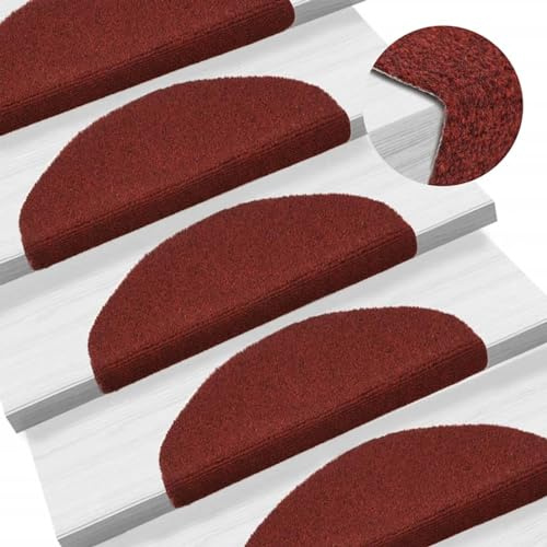 Gecheer Tappetini Adesivi per Scale 5 pz Rossi 65x21x4 cm Agugliati,Tappetini per Gradini Interni,Tappetini per Scale da Interno,Tappeti per Scale,Tappetini Antiscivolo Sicurezza,P149706