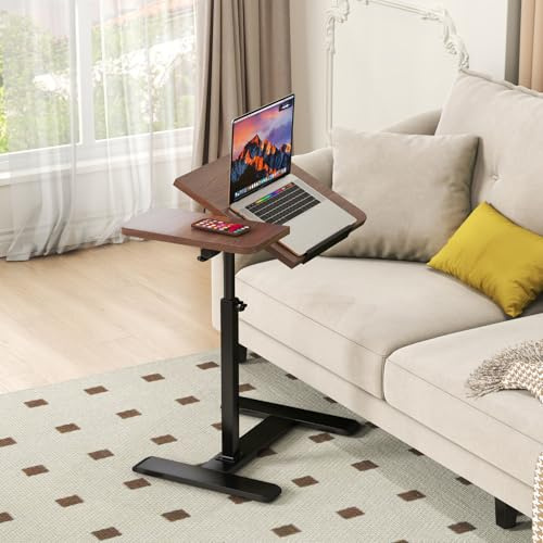 Awoyep Beistelltisch mit Rollen C-Form Höhenverstellbar, für Sofa Büro | Couchtisch Holz, 360° Drehbar Stehpult, Stabil Laptoptisch, Mobiler Schreibtisch für Wohnzimmer, Schlafzimmer
