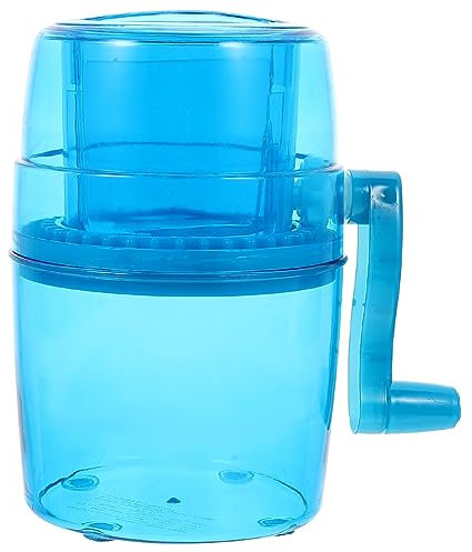 Tofficu Hand-cranked Shaved Ice Bucket Blue Portable Home Use Kitchen Ice Crusher Chopper