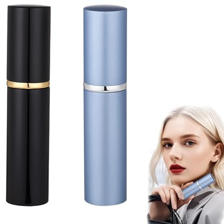 ZWWOGE 2 Stück Nachfüllbarer Parfümzerstäuber,Parfüm Abfüller, Parfum Zerstäuber für Unterwegs,Mini-Reise-Aftershave-Spender, kleine Parfüm-Sprühflasche für Damen und Herren (Schwarz + Blau,5 ml)