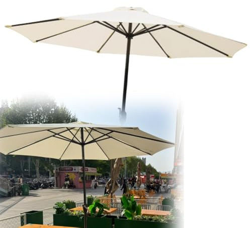 RTVGNSZSJL Parasol De Terrasse Beige pour Marché/Jardin/Balcon, Parasol De Pelouse Extérieur Protection UV, Parasol Rond Polyester pour Plage(Beige,2m/6.5ft)