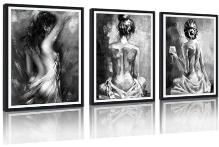 Gerahmte Leinwand für Schlafzimmer, sexy Frau, Gemälde, Druck, weibliche Körperkunst, Poster mit sinnlichem Kunstwerk für Zuhause, Spa, Wohnung, Dekoration, fertig zum Aufhängen, 30,5 x 40,6 x 3 cm