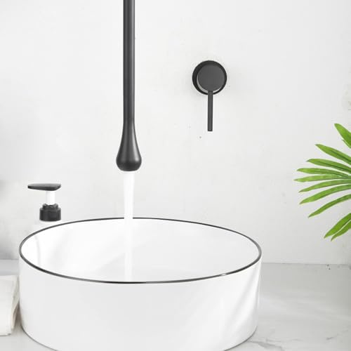 Concealed Hanging Tap for Bathroom Sink - Single Handle Brass Hot & Cold Wall Faucet Stylish Black Basin Tap for Modern Bathrooms