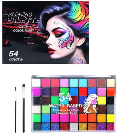 GAJUS Kinderschminke Set 54 Farben , Strasssteine & Berufs Pinsel - Gesichtsfarbe für Fasching, Halloween & Karneval - Ideal für Kinder Schminken & kreatives Spielen