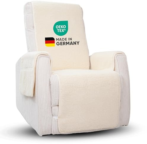 Novaliv Sesselschoner für Relaxsessel Natur Universeller Sesselschoner mit Armlehne Schonender Sessel Bezug aus Schurwolle Komfort Sesselbezug Relaxsessel Sesselauflage Sesselüberwurf mit Armlehne