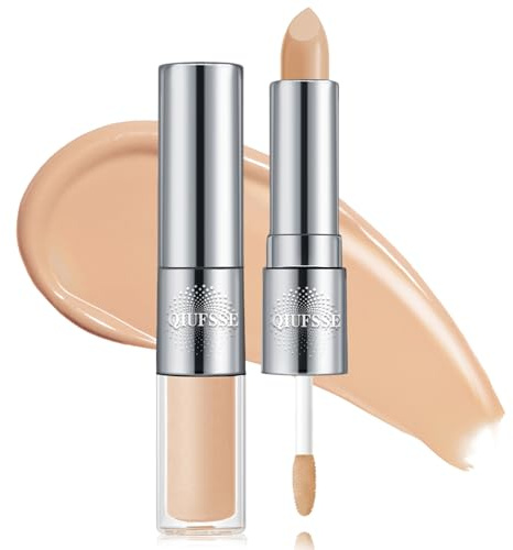 QIUFSSE Double-ended Cream Concealer Stick & Liquid Concealer,02 Beige