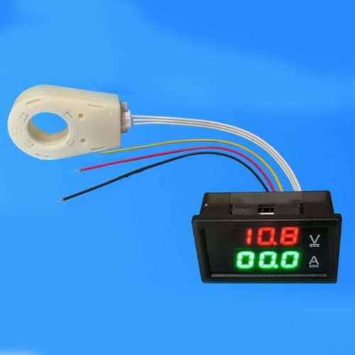 Jotekonoby Voltmetro amperometro impermeabile con doppio display digitale DC 0-300V 50A-400A con sensore effetto Hall per una misurazione accurata della corrente e della tensione (200A)