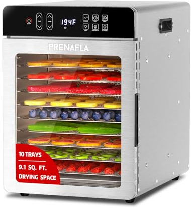 Food Dehydrator, 10 Stainless Steel Trays, 800W Electric Dehydrator Machine with Digital Timer & 194℉ Temp Control, 4 Presets, 9.1ft² Dehydrator for Food and Jerky, Fruit, Herbs, Dog Treats