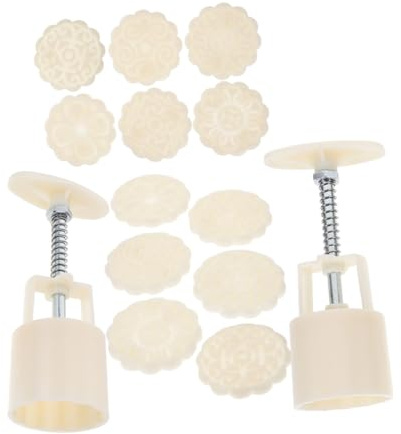 GRADENEVE Molde para Pastel de Luna 50g 3D Diseño Floral Juego de 6 Sellos ABS para Hornear Galletas Cupcakes y Postres Tradicionales Chinos Prensa Manual para Repostería Creativa