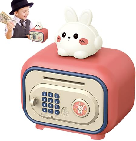 Ihdjasg Kindersafe für Geld - Code- & Fingerabdruck-Scanner ATM Automatische Süße Sicherheitsbox - Kindersafe Bank,Geschenk Zu Geburtstag Weihnachten Für Mädchen Zuhause Spielen