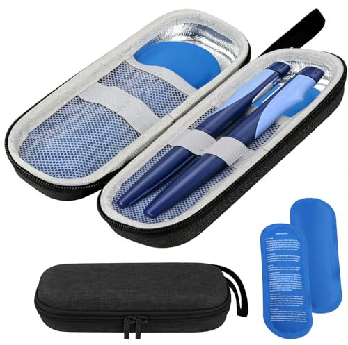 Borsa termica per insulina con 2 piatti di raffreddamento, borsa per farmaci diabetici borsa frigo portatile