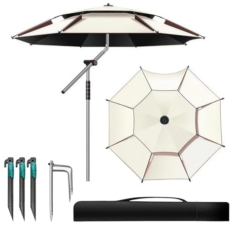 HJNFL Ombrellone da 240 cm, pieghevole, grande con custodia protettiva per balcone, spiaggia, regolabile a 360°, offre impermeabile e protezione solare, verde