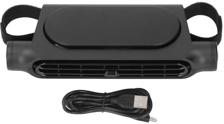 WUSHIER Ventilador de enfriamiento para asientos de coche, ventilador de coche para asiento trasero con 3 velocidades de viento, ventilador portátil USB sin aspas para vehículos y furgonet (Negra)