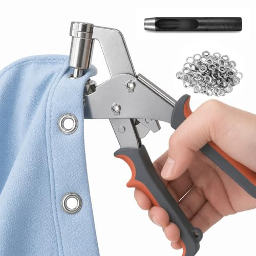 Remachadora para Ojales Kit de perforación con alicates 10mm 200 plateados