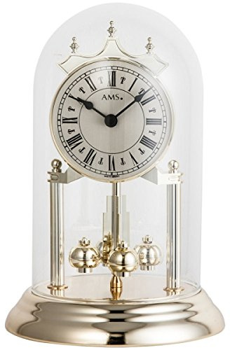 AMS 1203 Tischuhr Oval Messingoptik mit Glas