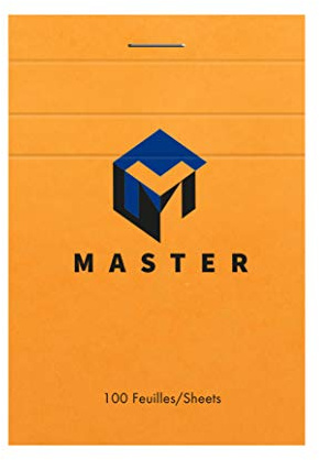 Clairefontaine 10707C - Schreibblock / Notizblock Calligraphe Master, kopfseitig geheftet, DIN A7 7,4x10,5 cm, 50 Blatt, kariert, 70g, ideal für Meetings und Schnellnotizen, Orange, 1 Stück