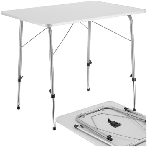 TecTake® Table Pliante de Pique-Nique et Camping en Aluminium - Légère, Compacte, Hauteur Réglable - Idéale pour Extérieur, Brocante, à Manger, à Tapisser - 80 x 60 x 68 cm