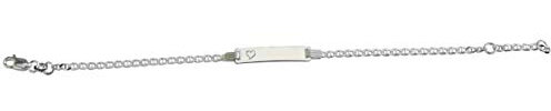 GravUp - 925 Sterling Silber Panzer Armband 20 cm mit Diamant Gravur auf der Vorderseite (Vorname) und Rückseite (Datum)