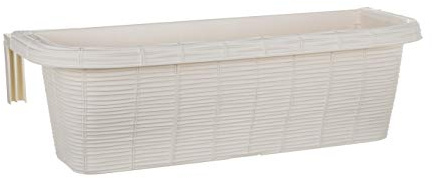 Apollo Exports International AP-30312 24 Adjustable Railing Planter, Ratan Look, White