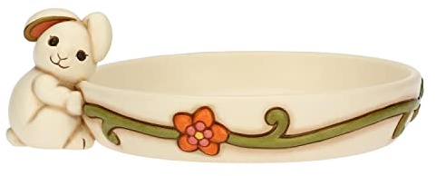 THUN Pasqua 2023, Centrotavola con Coniglietto in Ceramica Decorata a Mano, Linea Pasqua Favolosa, 27.6x22.6x9 cm h