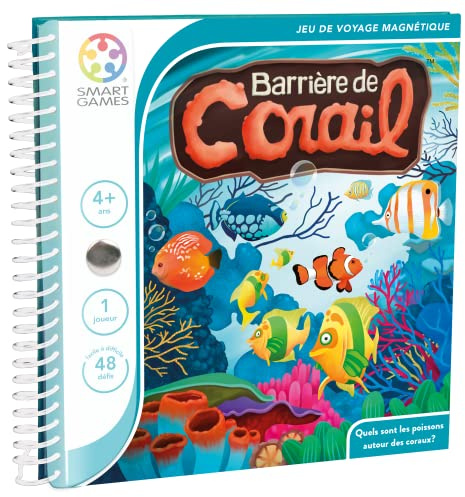 SmartGames - Barrière de Corail - Jeu de Réflexion - Jeu de Voyage Magnétique - 48 Défis de Niveau Facile à Difficile - Livret de Poche - 1 Joueur - pour Enfants Dès 4 Ans