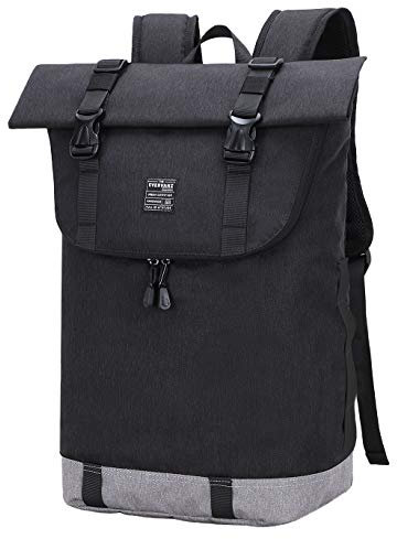 EverVanz Laptop-Rucksack, wasserdichter Reiserucksack, Rucksack für Damen und Herren, leicht, lässig, elegante Schultasche, 1. Schwarz, L, Kompakt, elegant