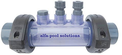 alfa-pool - Cella di misurazione in PVC, con 2 Supporti per elettrodi, Attacco da 1/2, Diametro 50 mm