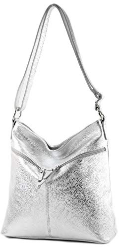 modamoda de T196 Damen Leder Schultertasche Umhängetasche handmade in Italy