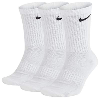 Nike Everyday Cushioned Training Socks, Pack of 3, white / black, L
