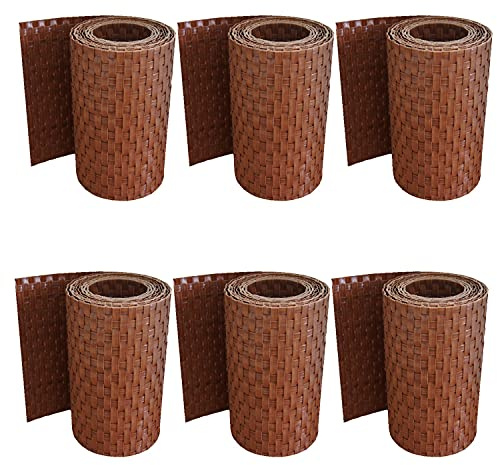 workingHOUSE Polyrattan Sichtschutzstreifen 6x Honigbraun | Wetterfest & wartungsfrei - Moderne 3D Rattan-Optik, UV-beständig