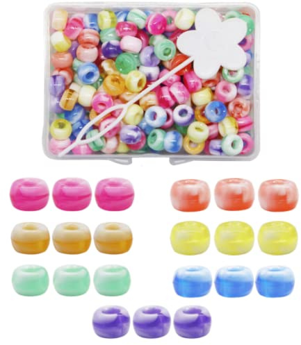 210pcs Hair Beads for Braids for Girls Large Hole Hair Beads 8mm for Girls Acrylic Pony Beads for Hair Braids Kids (3)