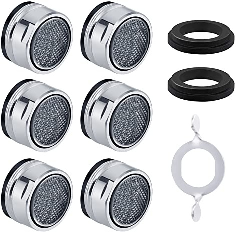 HORJOR M24 Wasserhahn Perlator Filter Wassersparer Perlatoren für Wasserhähne, 6 Stück Wasserhahn Strahlregler Aufsatz mit Edelstahl-, ABS-Filter inkl, 8 Dichtung, 1 Verchromten Schlüssel, Silber