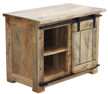 Mobiletto porta TV in legno con 1 anta scorrevole e 4 ripiani VANGARD