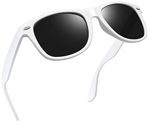 Joopin Weiße Sonnenbrille Damen Polarisiert UV400 Rechteckige Sonnenbrille Herren Klassische Brillen Retro Vintage (Weiß Schwarze)