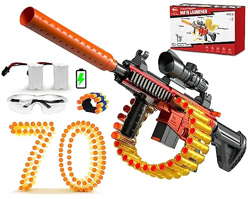 VATOS Elektrische Schaum Blaster Spielzeugpistolen, M416 Automatische Spielzeugpistole mit 70 Darts,Schießspielzeug für Kinder 6-12 jährige mit Kettenmagazin (24 Darts Clip)