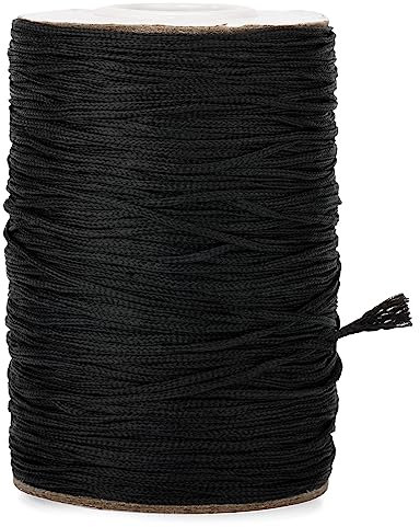 G2PLUS 100M Nylonschnur Nylonfaden Satin geflochtene Schnur,Unelastische Raffrollo Schnur Schwarz,Geflochtene Lift Shade Cord,Schnur 1.5mm Reißfest für Blind Schatten und Halskette,Armbänder