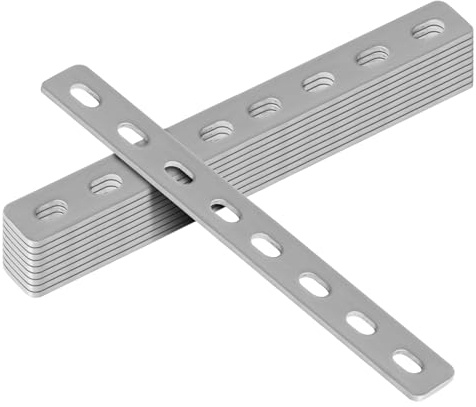 GBGS 10 Pcs 8-1/8 Flat Straight Brace Brackets,Slotted Slightly Adjustable Mending Plate,Slot for 5/16 Screw