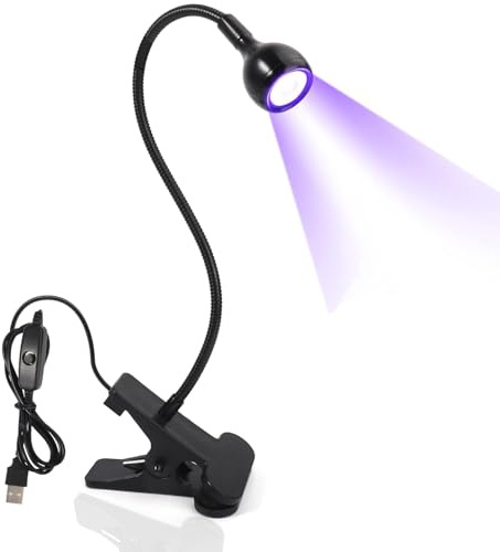 ieron Lámpara de uñas UV, secador de uñas LED con 4 intensidades ajustables para curado de esmalte de uñas, lámparas UV ultravioleta giratorias de 3 W con clip para el hogar, bricolaje, salón de