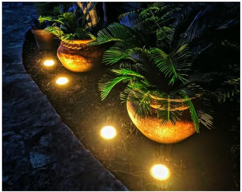 KARSUM Solar Ground Lights,Solar Lights Outdoor Garden Waterproof IP65,Deck Lights Solar Powered for Landscape Walkway Lawn Steps Decks Pathway Yard Stairs Garden Pack of 4 Warm White