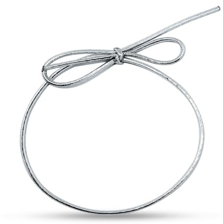 FQTANJU 100 Stück silberfarbene Stretchschlaufen mit vorgebundenen Schleifen aus elastischem Band – 15,2 cm elastische Metallschnur, Geschenkschleifen für Geschenkboxen, Etiketten, Handwerk und