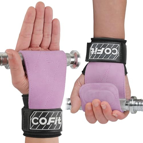 COFIT Cinghie da Polso per Sollevamento Pesi, Fascette da Polso per Allenamento, Straps Palestra, Fascette Sollevamento Pesi, Presa Migliorata per Una Protezione Ottimale di Mano e Polso - Viola