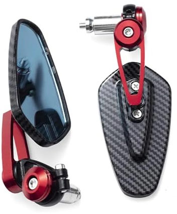 shengyi Accessori Moto Specchietto retrovisore for moto, modello in fibra di carbonio, specchio for manubrio, specchietto retrovisore invertito modificato, accessori for moto Specchietti Moto(Red)