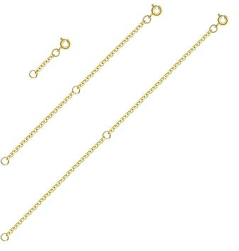 3 Stück Kettenverlängerung Gold Edelstahl, TUIOLUI 14k Vergoldete Verlängerungsketten aus Edelstahl für Halskette Fußkette Armband Schmuckherstellung, 2,5/10/15 cm