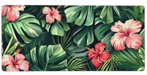 Spelmusmatta grön, musmatta blomma, skrivbordsmatta vattentät musmatta 70 x 30 cm förbättrar hastigheten, texturerad slitstyrka med sydda kanter tangentbordsmatta mjuk duk kontor skrivbordsdekor N1-32