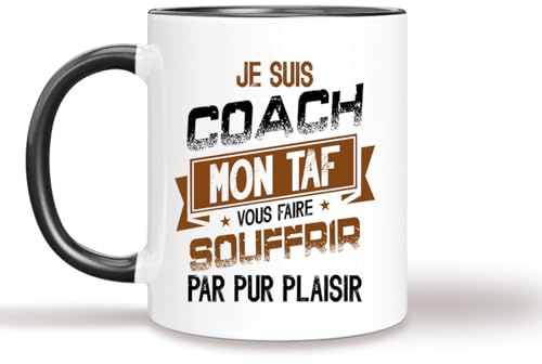 HALUMI Mug Coach Sportif - Tasse Originale Mon TAF Vous Faire Souffrir - Idée Cadeau Humour Rigolo Anniversaire Noël Départ Retraite Collègue Homme Femme - Mug En Ceramique Bicolore 330ml 440ml