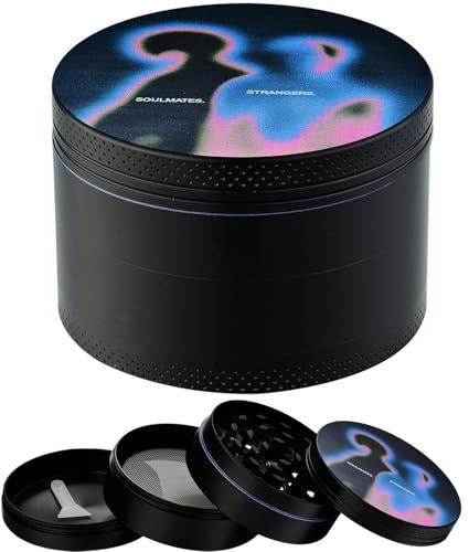 Sytranrein Kräutermühle, Ø 63mm Metallmühle mit Pollenfänger, tragbare 4-teilige Mühle für trockene Kräuter und Gewürze